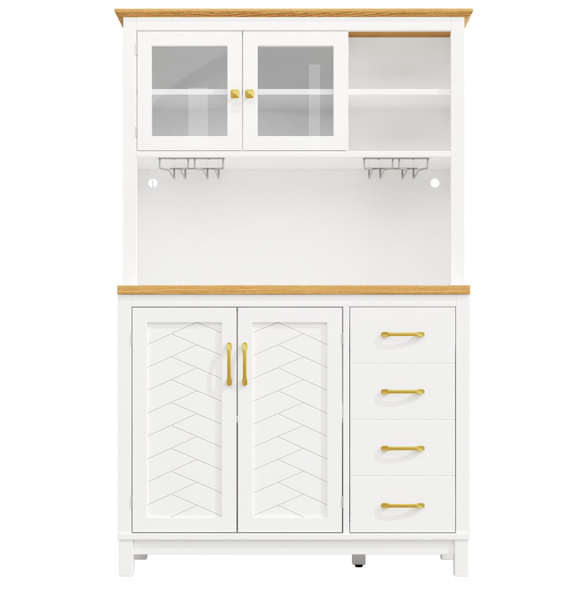 BUFFETSCHRANK 105,5/40/180 cm weiß aus MDF mit LED-Leiste - Weiß, Holzwerkstoff (105.5/180/40cm) - OKWISH