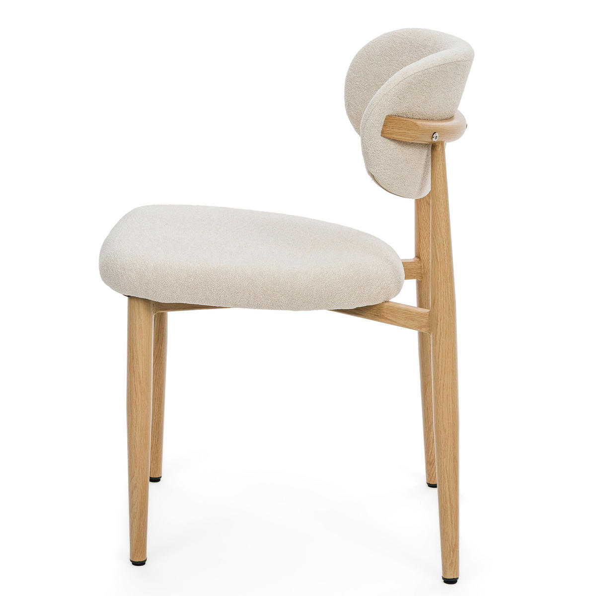 STUHL ALMO gepolstert Beine in Holzoptik - hellbeige - Boucle - Eichefarben/Beige, Textil/Metall (47/77/54cm) - NEW HOME