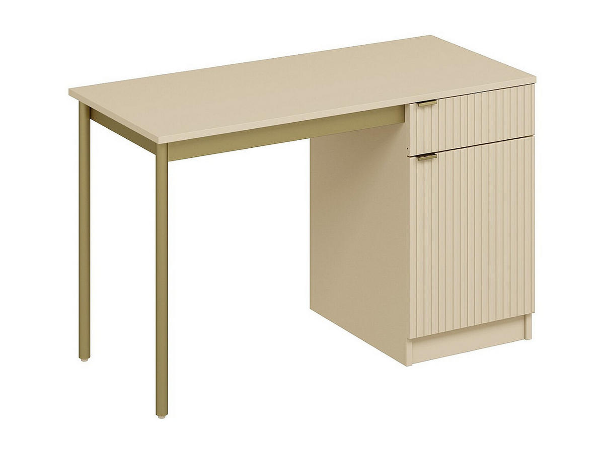 SCHREIBTISCH mit Stauraum - MDF und Metall - Beige und Gold - MILIAKI - Beige, Holz (55/120/75cm) - Vente-Unique