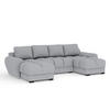 WOHNLANDSCHAFT Peebles Grau Webstoff - Schwarz/Grau, Holz/Holzwerkstoff (330/90/175cm) - Maison de Reve