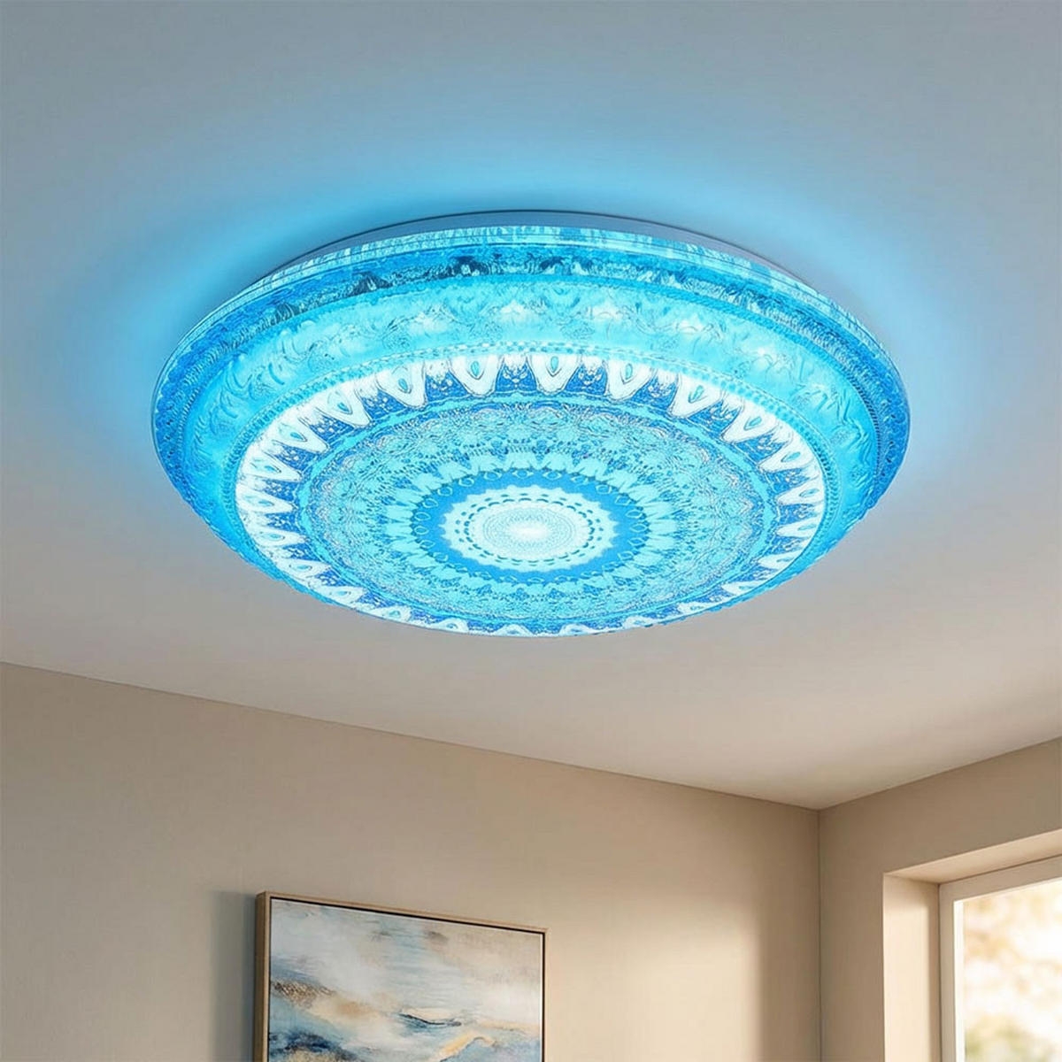 LED DECKENLEUCHTE Lazaro Blau Weiß - Blau, Metall (39/39/8.5cm) - Globo Lighting