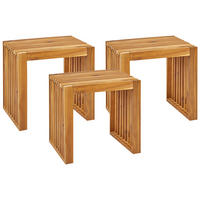 GARTENSTUHL 3er-Set Holz Heller Holzfarbton Bellano - Hellbraun, Holz (45/43/35cm) - Beliani