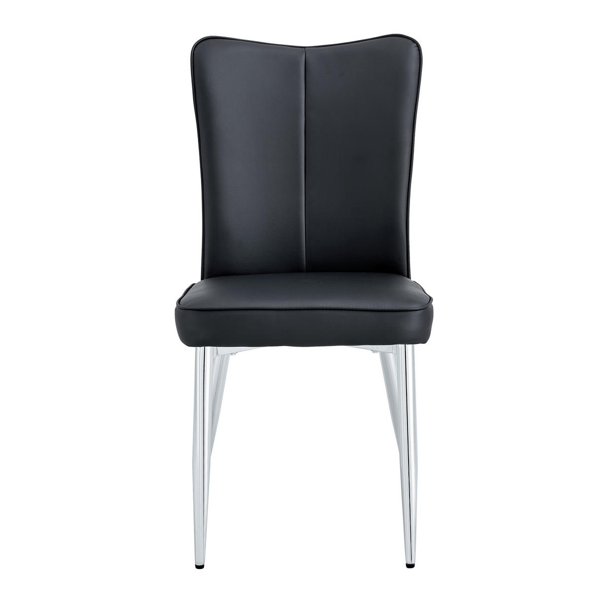 STUHL-SET DE-36517 2 Stück mit PU-Bezug und Metallbeinen Schwarz - Schwarz, Metall (44/89/45cm) - ComfortXL