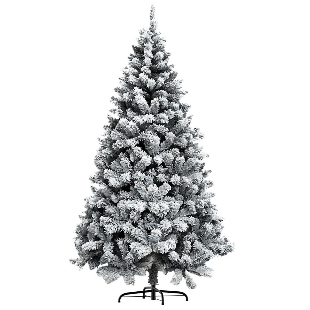 WEIHNACHTSBAUM Flocked Schneeoptik Grün 180 cm mit Metallständer - Grün, Metall (34cm) - Rattrix