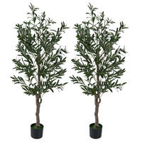 KUNSTOLIVENBAUM im Topf grün(2er-Set) - Grün, Kunststoff (150cm) - COSTWAY