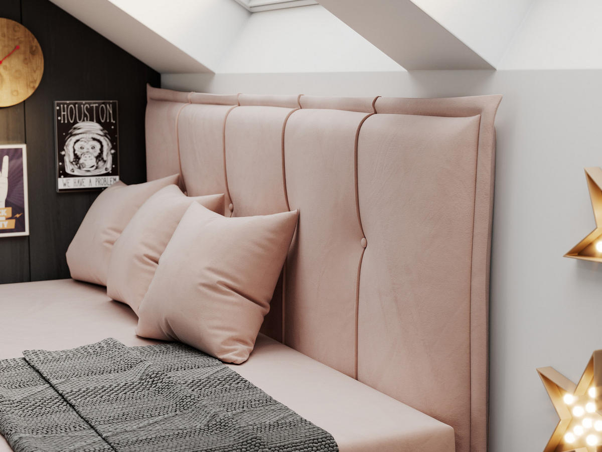 BOXBETT BANCO 90/200 Rosa Velvet - H3 - Rosa, Holz/Textil (90/200cm) - MKS