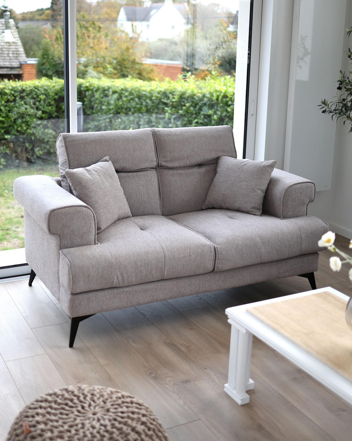 POHOVKA 2-místná Látka Taupe Skive - šedohnědá, textil (160/88/85cm) - Beliani
