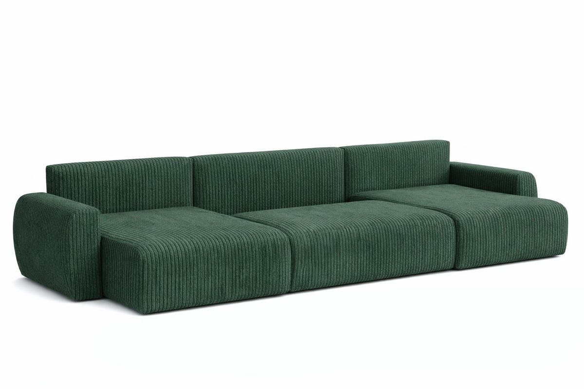 ECKSOFA Mit Schlaffunktion Und Bettkasten U-Form Ariel U, Cordstoff Poso, Grün - Grün, Holz (342/142cm) - Kaiser Möbel