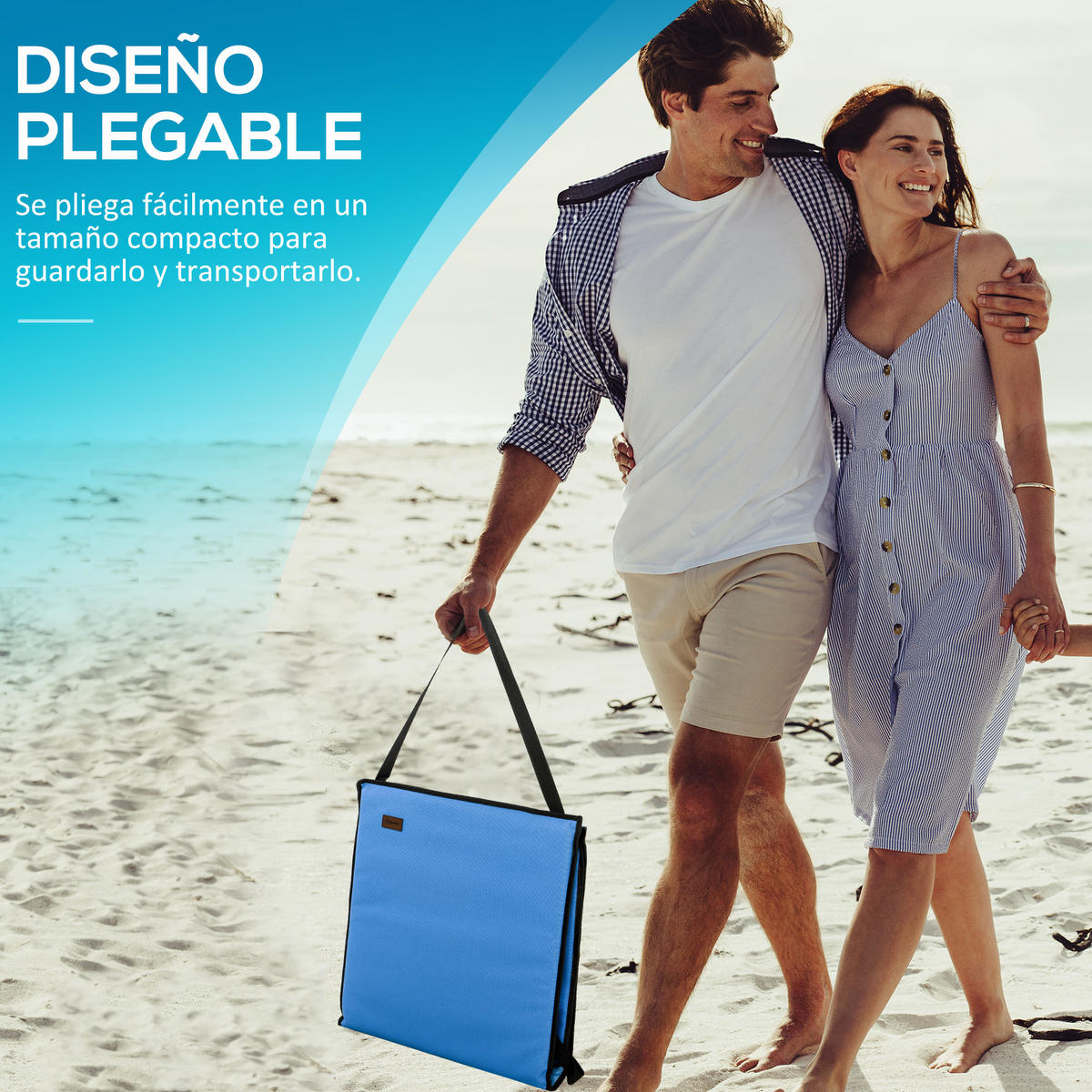 STRANDMATTE, 2er-Set, Azul, verstellbare Lehne mit Tragegurt, 142 x 51 x 40 cm - Blau, Metall (142/40/51cm) - Vallsero