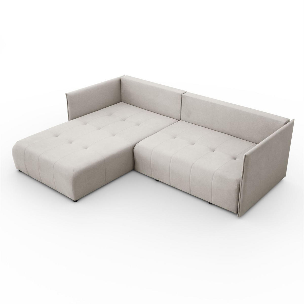 ECKSOFA APOLLO L mit Schlaffunktion und Bettkasten – linke Seite - Ecru, Textil (246/188cm) - Lookway