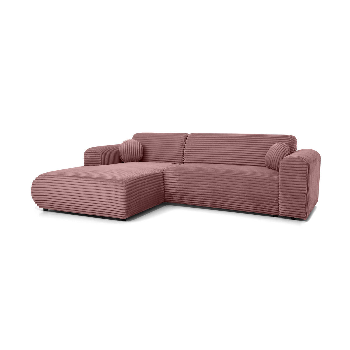 ECKSOFA Puerto, ohne Schlaffunktion, Rosa, links - Schwarz/Rosa, Textil (269/170cm) - Beautysofa