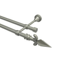 GARDINENSTANGE Primus Matteo 360 cm (geteilt in 2 x 180 cm), 2-läufig (ohne Ringe), 16 mm Ø Chrom matt - Chromfarben/Nickelfarben, Metall (360cm) - INTERDECO