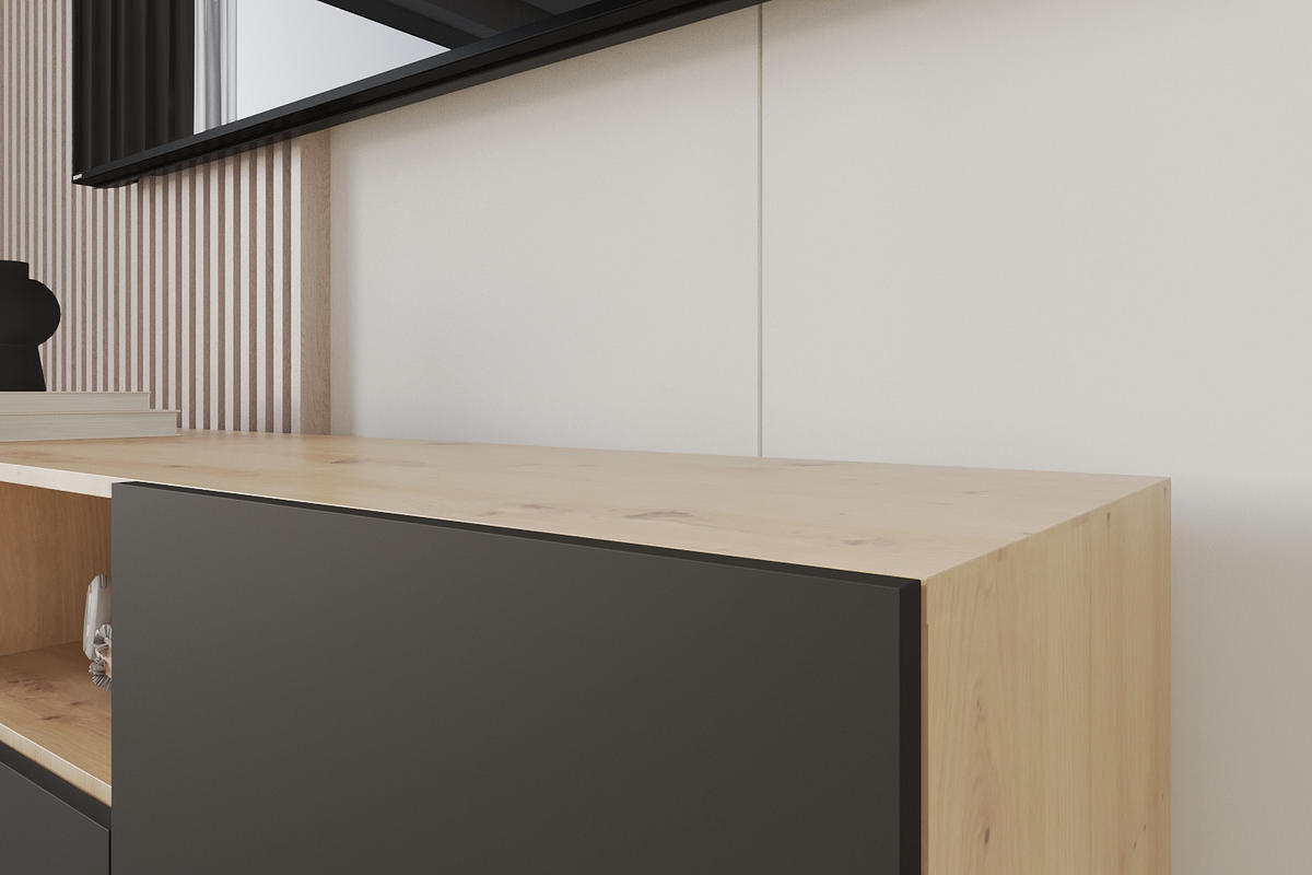 LOWBOARD ELIO-W 140x40x41 cm - Artisan / Schwarz - Eiche Artisan, Holzwerkstoff (140/40/41cm) - ALTDECOR