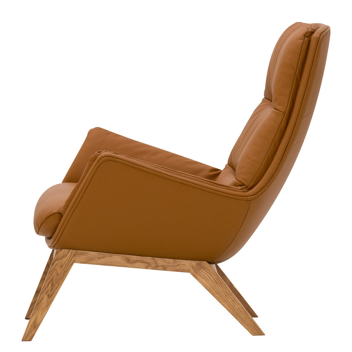 SESSEL mit Holzfüßen - Eichefarben/Cognac, Leder/Eichenholz (83/95/97cm) - home24