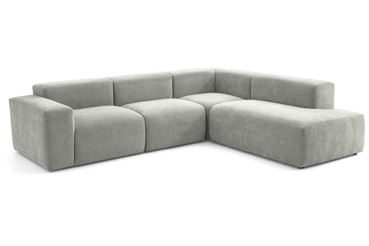 4-SITZER modulares Ecksofa HEAVEN SET 2 Rechts, Breite 300 cm Webstoff Grau - Schwarz/Grau, Holz/Kunststoff (245/300cm) - Muffo