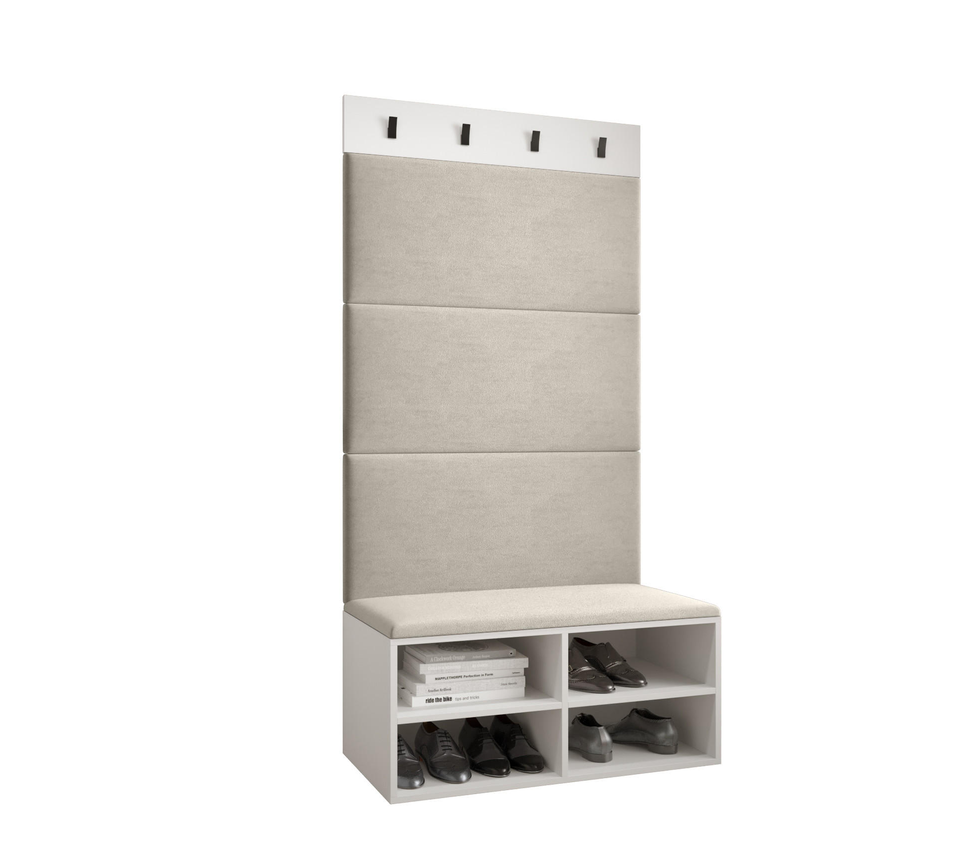 Möbel Kryspol Garderoben-Set Weiß, Creme 84x184x42 cm