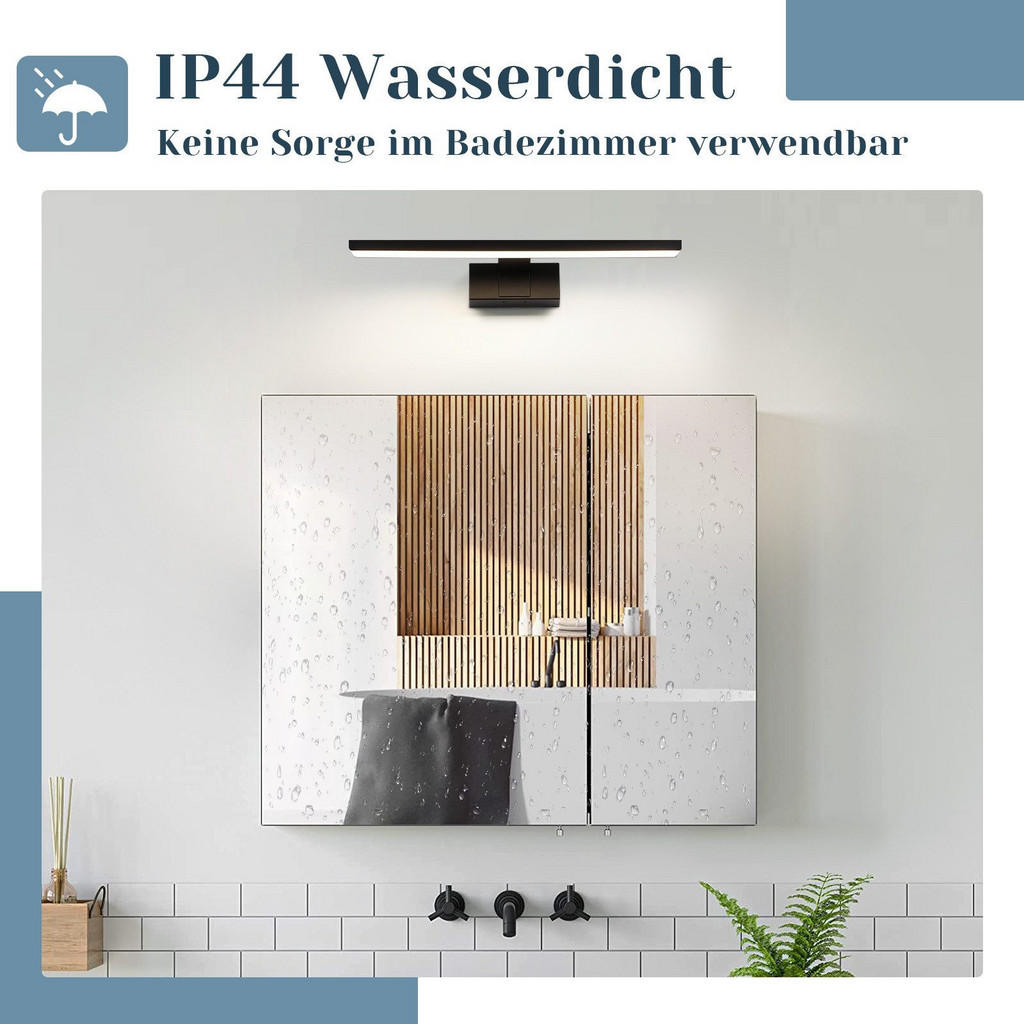Thumbnail - Nettlife Spiegelleuchte, Schwarz, Metall, 5.1x12.8x30 cm, Lampen & Leuchten, Innenbeleuchtung, Wandleuchten, Spiegelleuc...