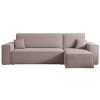 ECKSOFA Scarlo Beige Cordbezug - Beige/Schwarz, Kunststoff/Textil (244/145cm) - Selsey