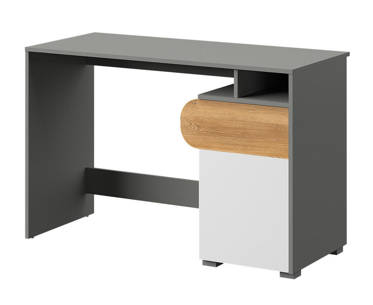 JUGENDZIMMER Carini in Graphit, Eiche und Weiß 7 teilig - Grau, Holzwerkstoff (120/200/80cm)