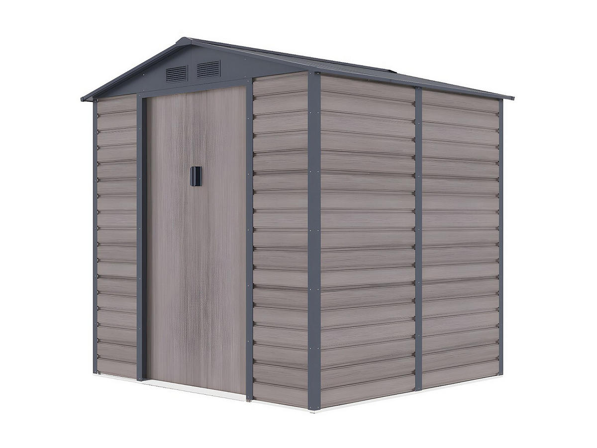 SCHREBERGARTENHAUS - 203 cm x 181 cm - metall - anthrazitgrau, naturfarben dunkel Adelmo - Grau, Metall (203/213/181cm) - Vente-Unique
