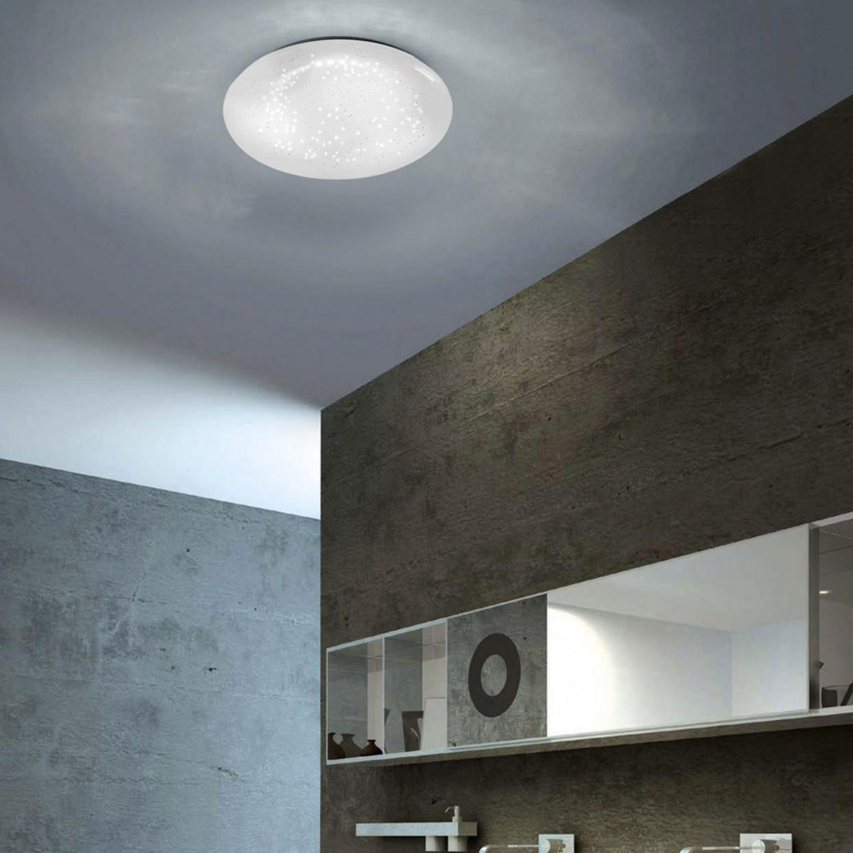 LED DECKENLEUCHTE Glas Weiß Sternenhimmel - Weiß, Glas (25/25/12cm)