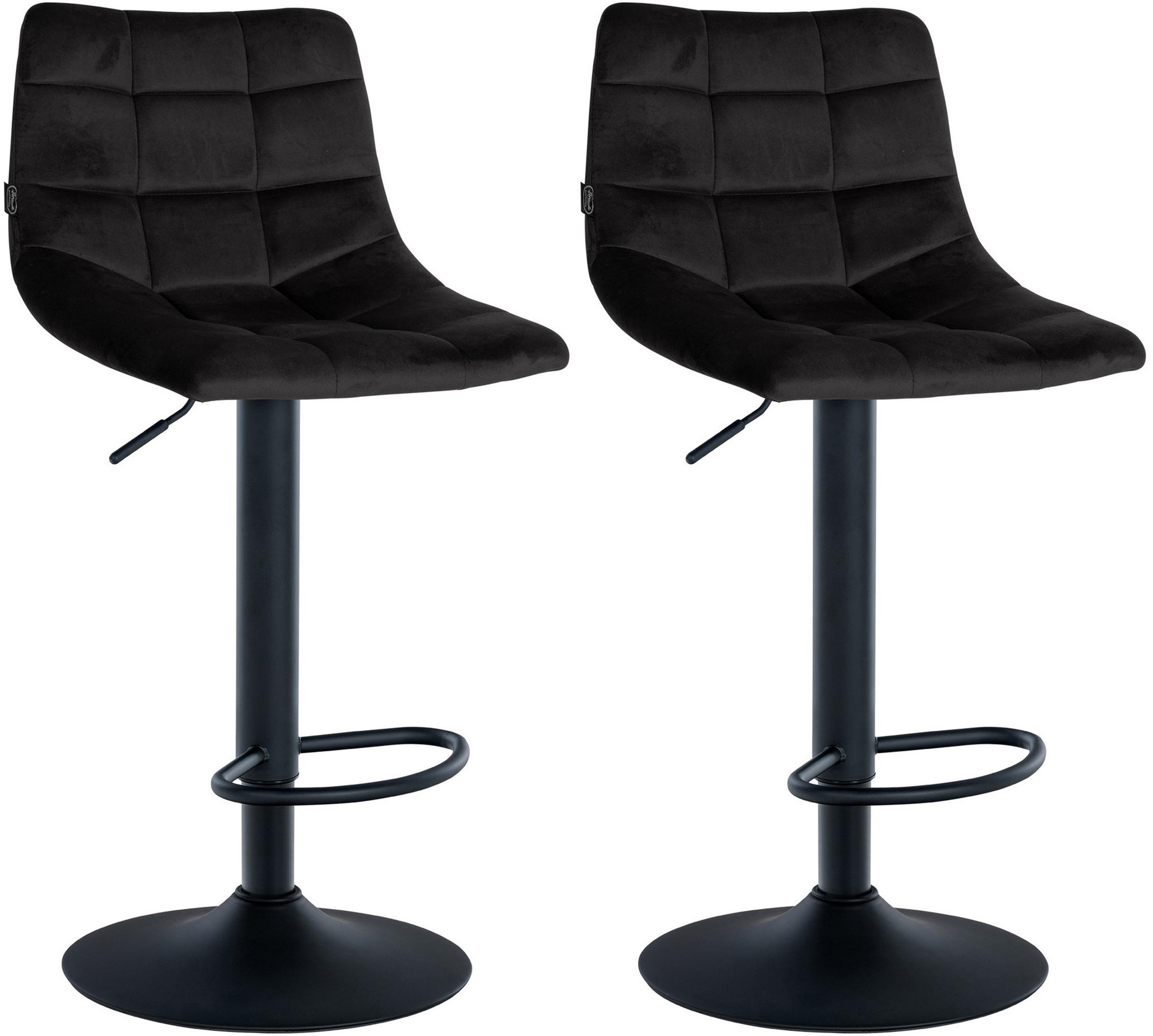 BARHOCKER 2er Set James Samt schwarz schwarz - Schwarz, Textil/Metall (43/108.5/46.5cm) - TPFLiving