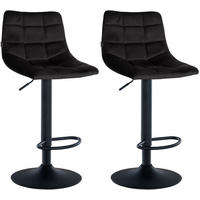 BARHOCKER 2er Set James Samt schwarz schwarz - Schwarz, Textil/Metall (43/108.5/46.5cm) - TPFLiving