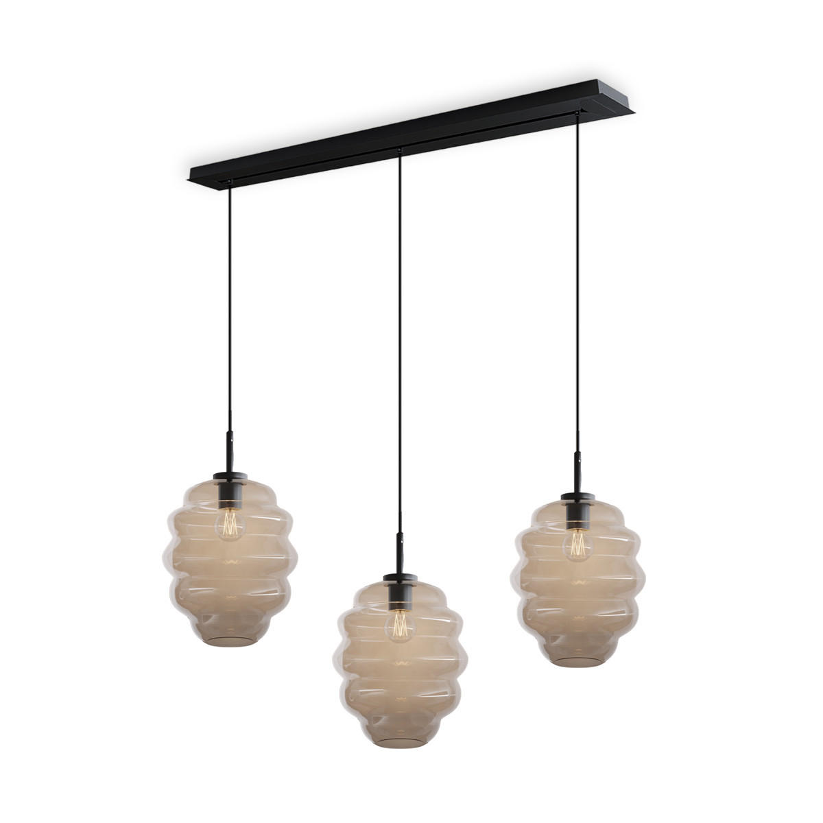 HÄNGELEUCHTE Echos 3-flammig Klar Ø 25cm - Klar/Schwarz, Glas (25/25/28cm) - s.luce