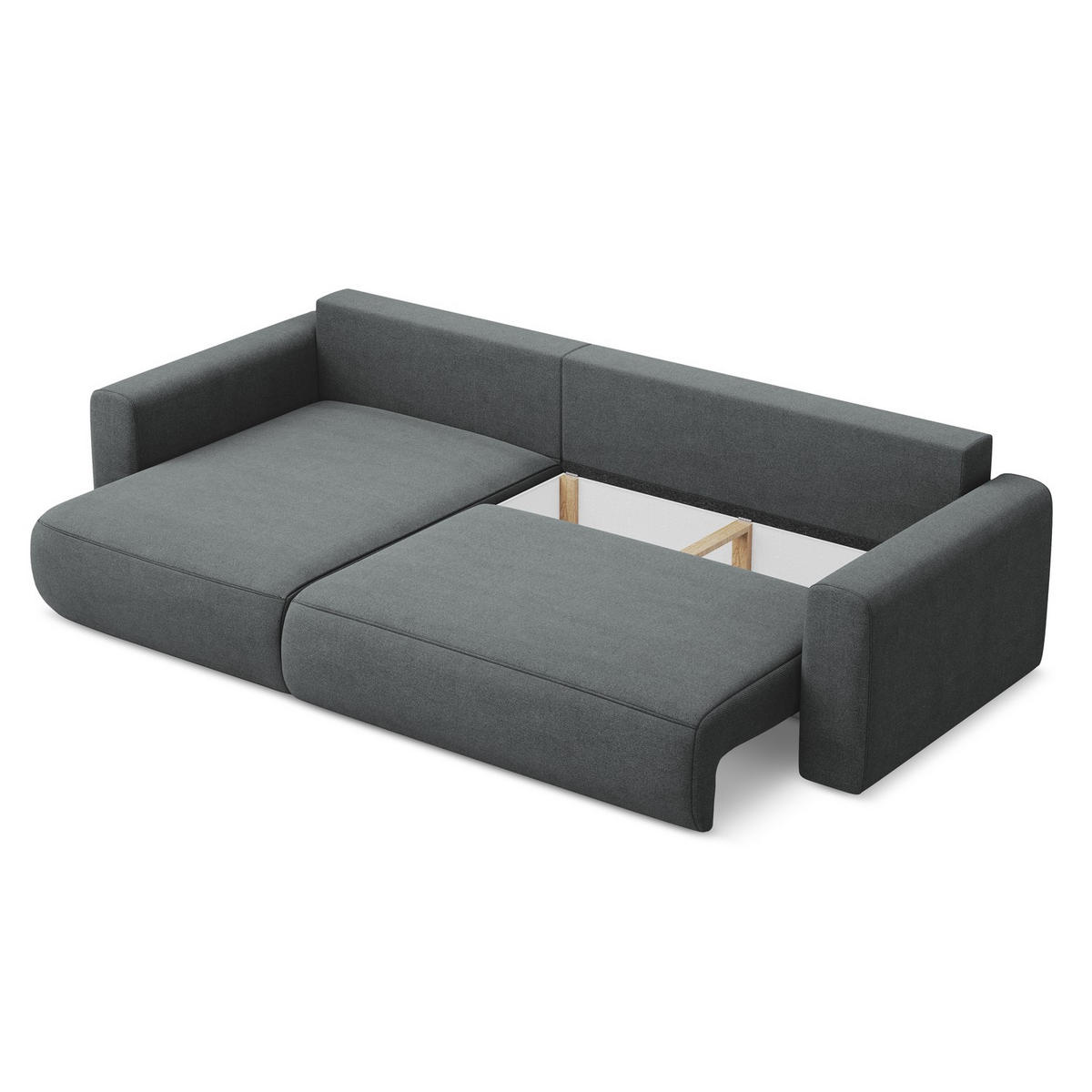 ECKSOFA mit Schlaffunktion Strukturstoff Stoff Grau - Schwarz/Grau, Kunststoff/Textil (149/278cm) - LaMiaSofa