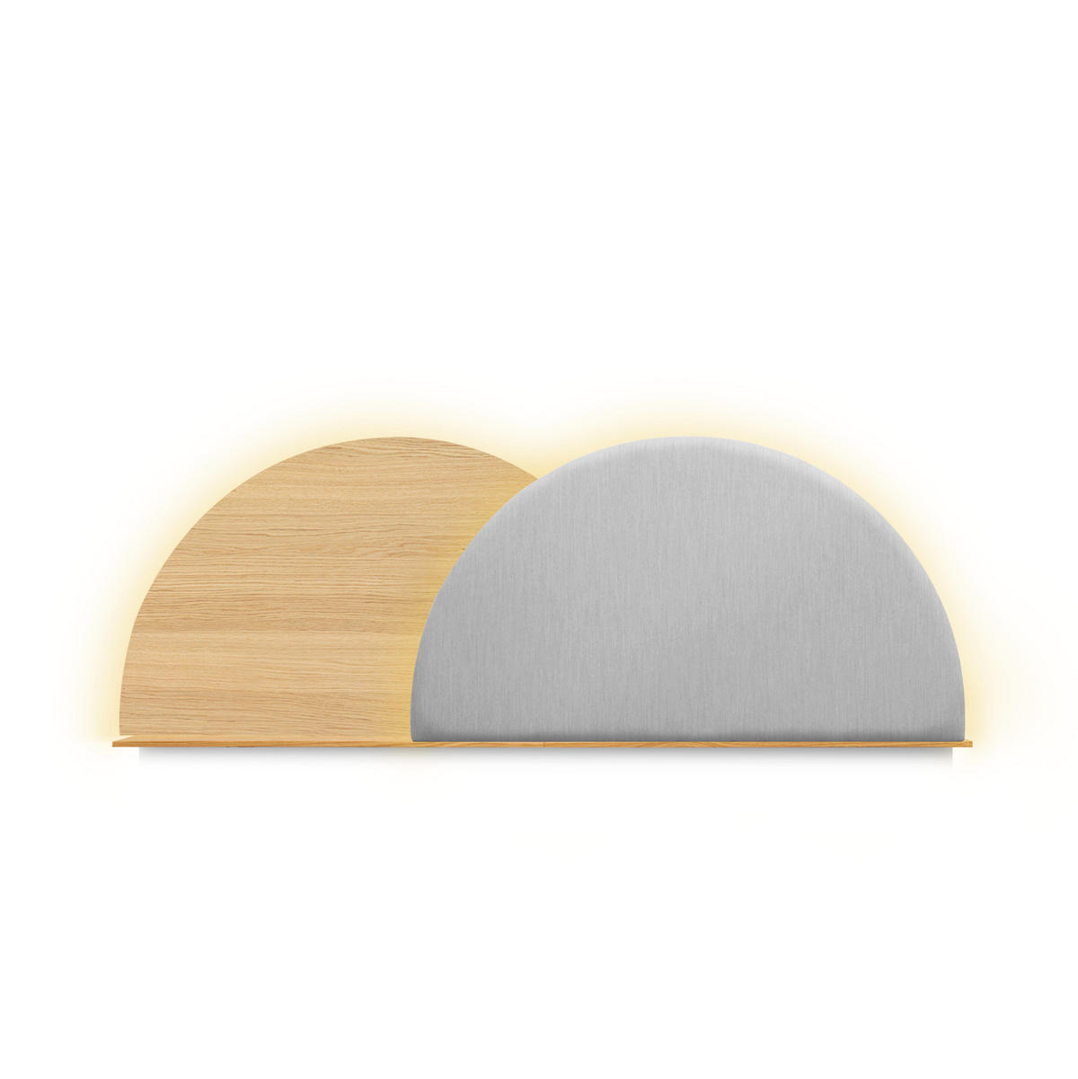 KOPFTEIL Alba mit Licht 160cm - Walnussfarben/Schwarz, Holz/Textil (160/60/14cm) - Woodendot