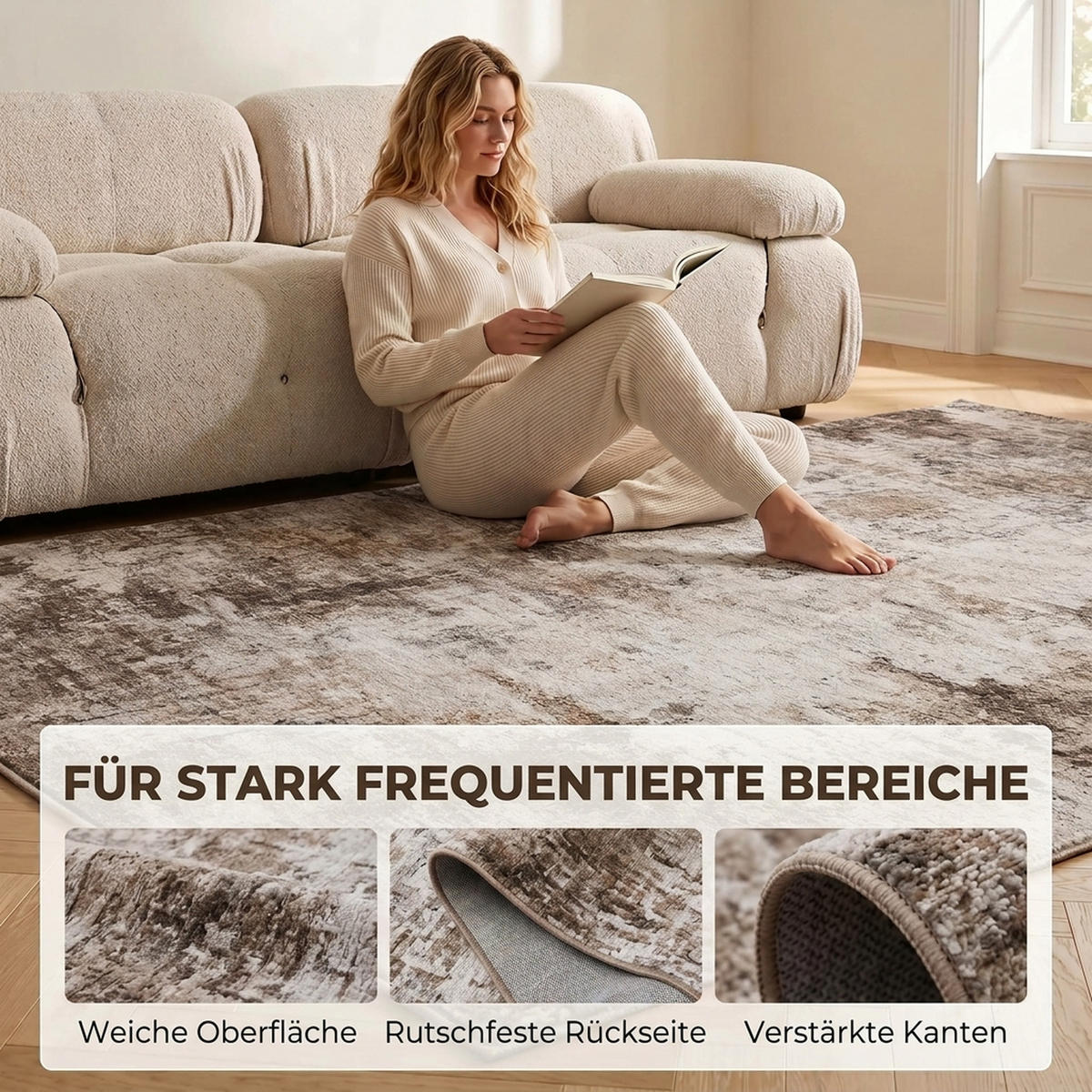 TEPPICH Polyester Braun - Braun, Textil (160/230cm) - HOMCOM