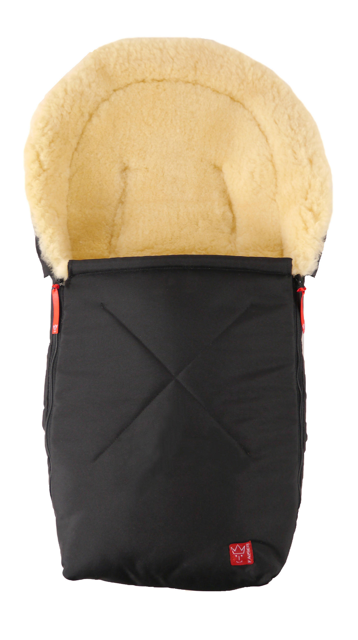 LAMMFELL-BABYSCHALENFUSSSACK Emma, black - Schwarz, Fell (37/7/80cm) - Kaiserbaby