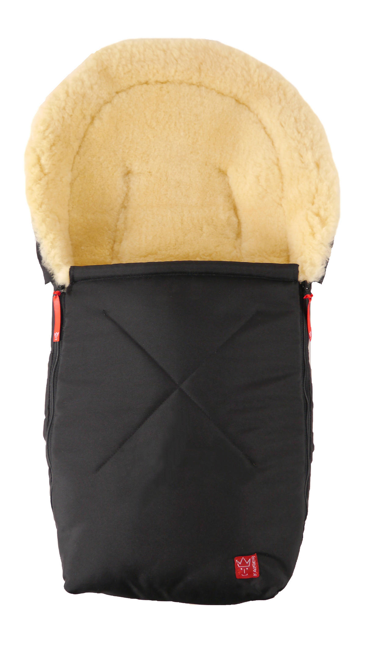 LAMMFELL-BABYSCHALENFUSSSACK Emma, black - Schwarz, Fell (37/7/80cm) - Kaiserbaby