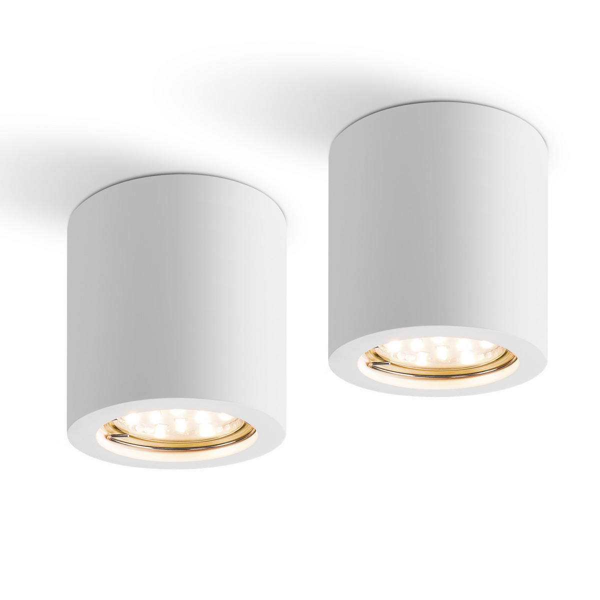 DECKENSTRAHLER Flammalda 7/7/7.5 cm (4er-Set) - Weiß, Metall (7.5/7/7cm) - ZMH