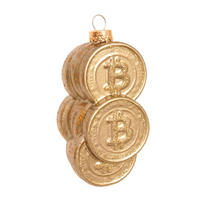CHRISTBAUMSCHMUCK Bitcoin Goldfarbig 9cm (Glas / 1 Stk.) - Goldfarben, Glas (5/9/4cm) - Krebs Glas Lauscha