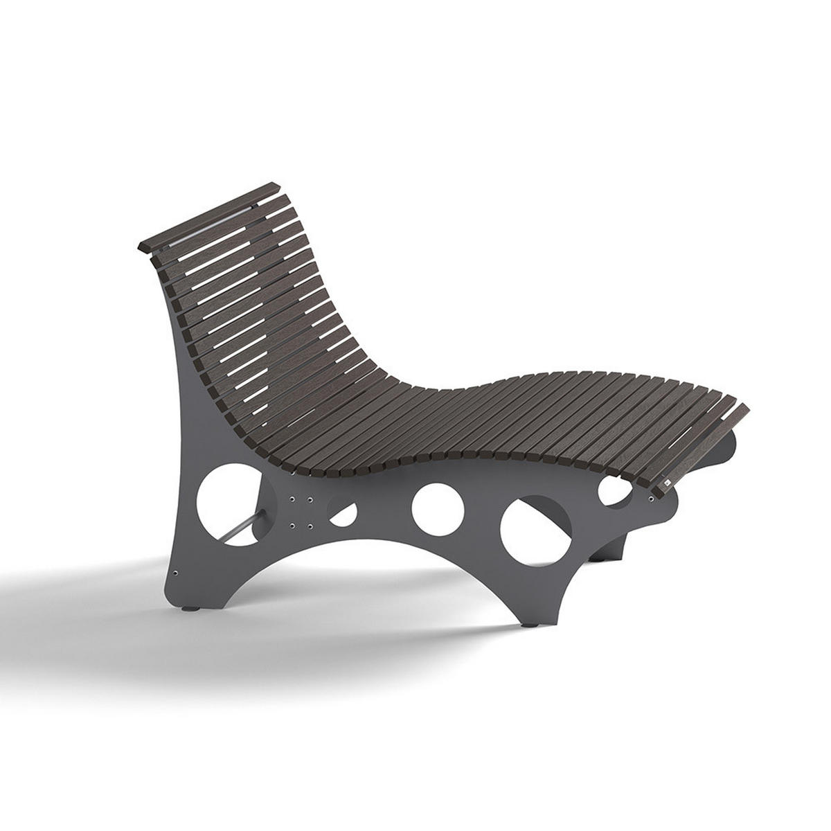 WELLENLIEGE NIRA - Nussbaum, 148 cm - Braun, Holz/Metall (148/105/152cm) - Home Deluxe