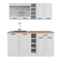 SINGLEKÜCHE R-Line Weiß Landhaus/Weiß 160 cm, AP Eiche - Weiß, Holzwerkstoff (160/81.6/60cm) - Vicco