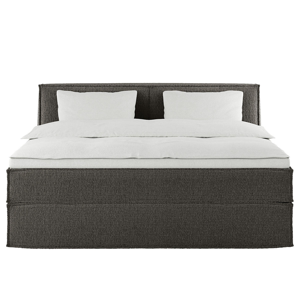 BOXSPRINGBETT mit Kopfteil - Premium - Anthrazit, Textil (180/200cm) - home24
