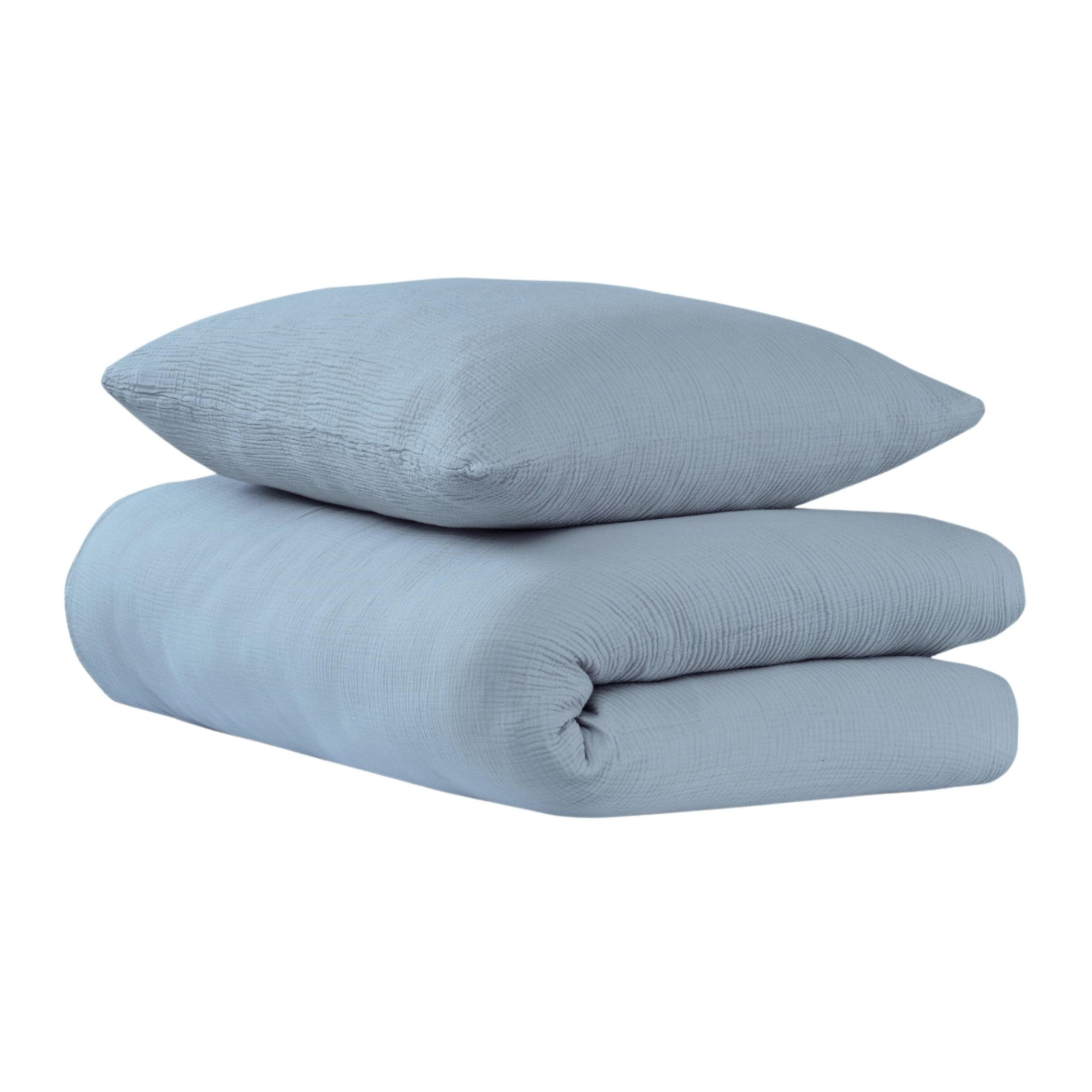 BETTWÄSCHESET Lennox - Musselin - 2-teilig - 135x200cm - Hellblau - Hellblau, Textil (135/200cm) - Uncover by Schiesser
