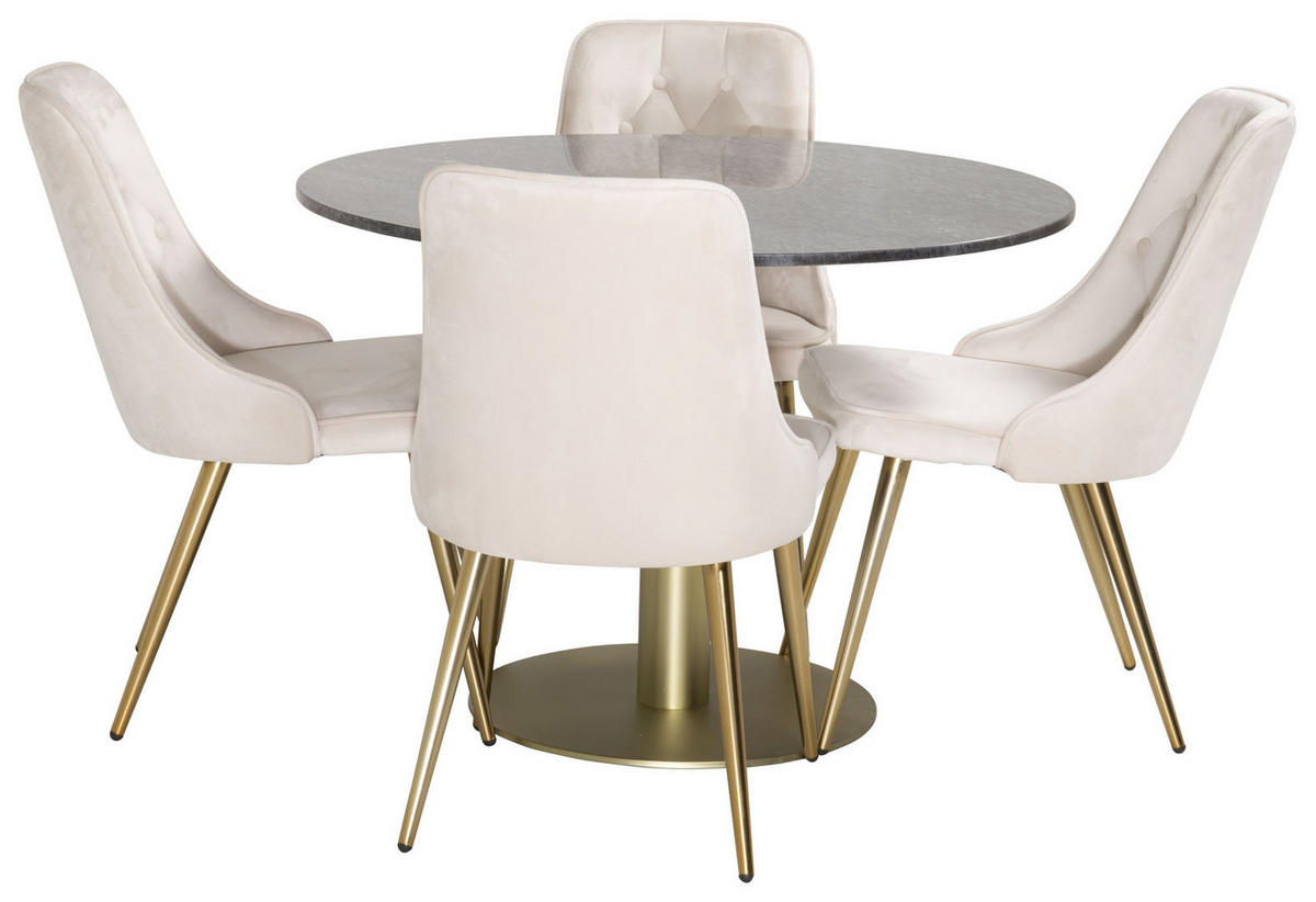 TISCHGRUPPE Beige - Beige/Messingfarben, Holzwerkstoff (106/75/106cm) - ebuy24