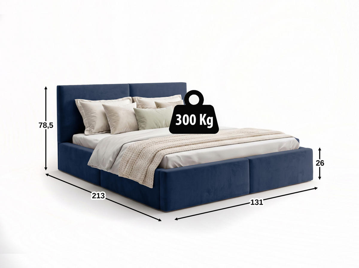 POLSTERBETT 120X200 Blau mit Stauraum inkl. Hebemechanismus - Blau, Textil (120/200cm) - Interbeds