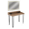 SCHMINKTISCH Sannar Eiche mit LED-Spiegel - Eichefarben/Schwarz, Holzwerkstoff (110/89.5/60cm) - Vicco