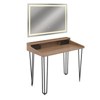 SCHMINKTISCH Sannar Eiche mit LED-Spiegel - Eichefarben/Schwarz, Holzwerkstoff (110/89.5/60cm) - Vicco