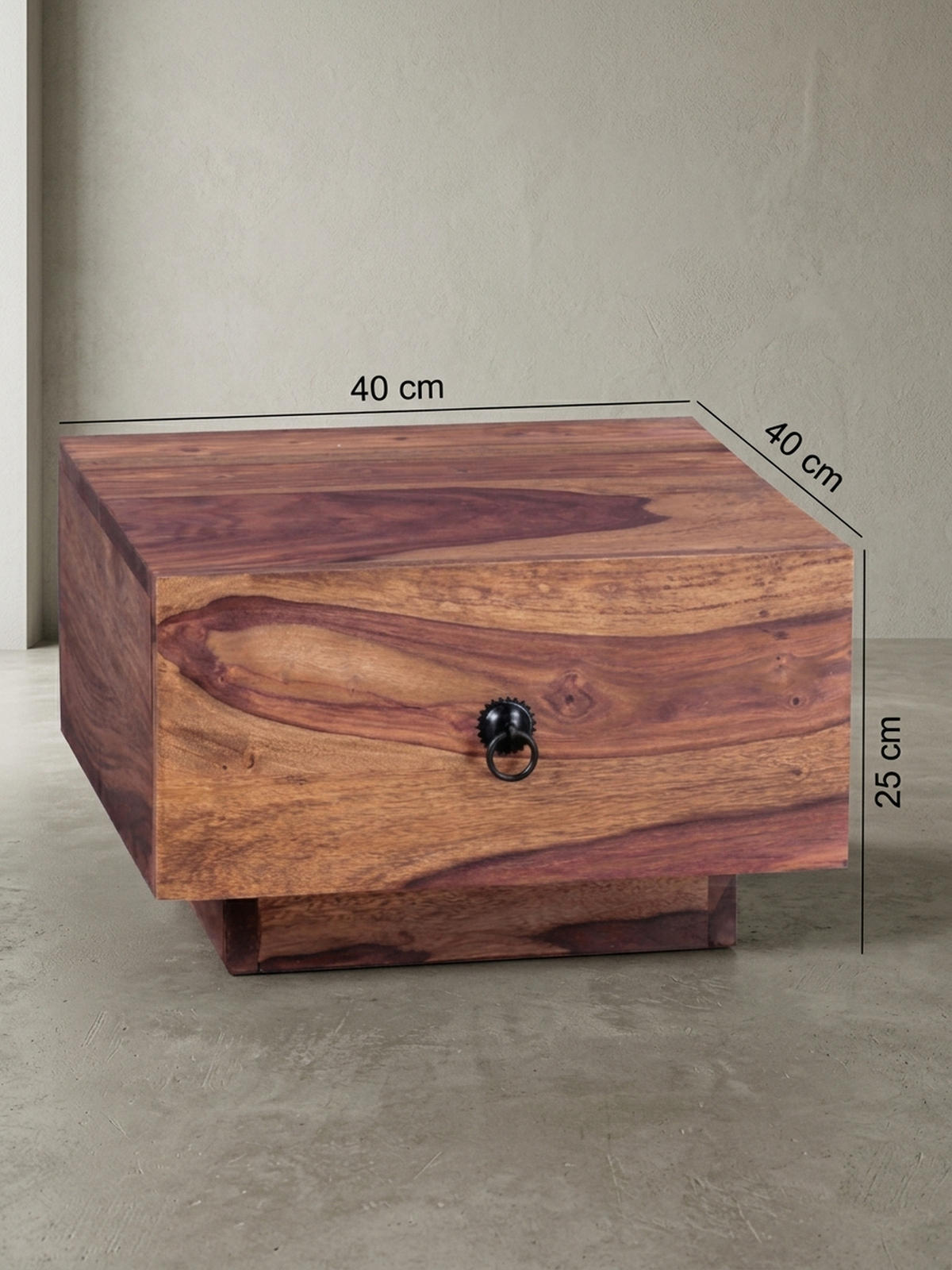 NACHTTISCH Massivholz Schublade Landhausstil Handgefertigt NAKO, Braun 40x40x25 cm - Braun, Holz/Metall (40/25/40cm) - KADIMA DESIGN