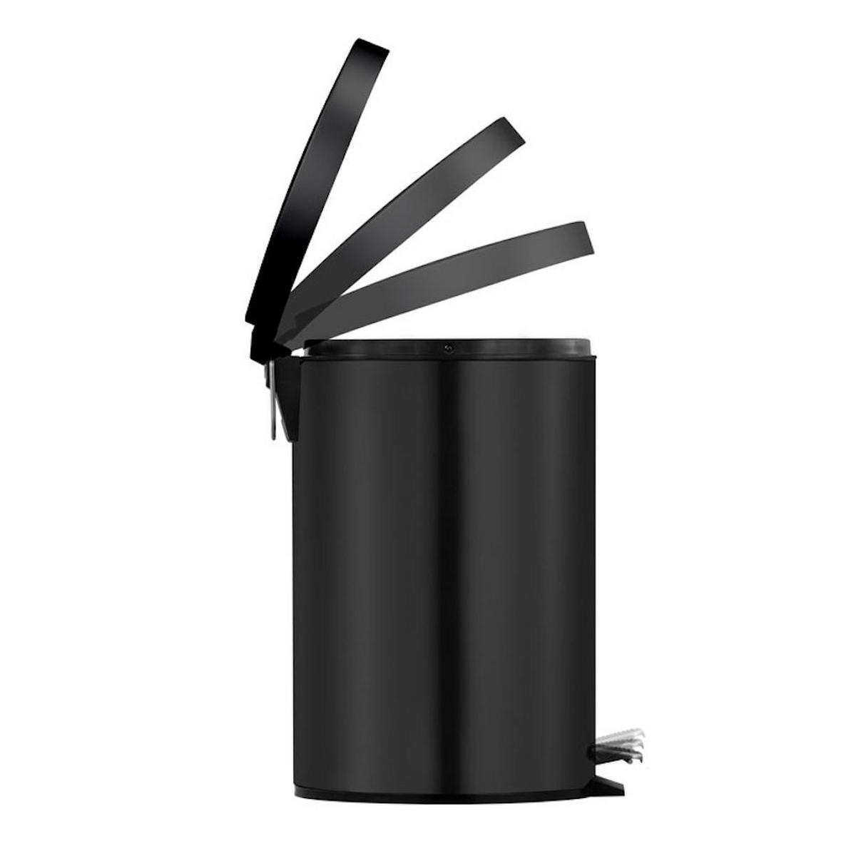 MÜLLEIMER Runder TretMit Herausnehmbaren Kunststoff Inneneimer 3 Liter 27 x 19,5 x 17 cm Schwarz - Schwarz, Metall (19.5/27/17cm) - PROREGAL