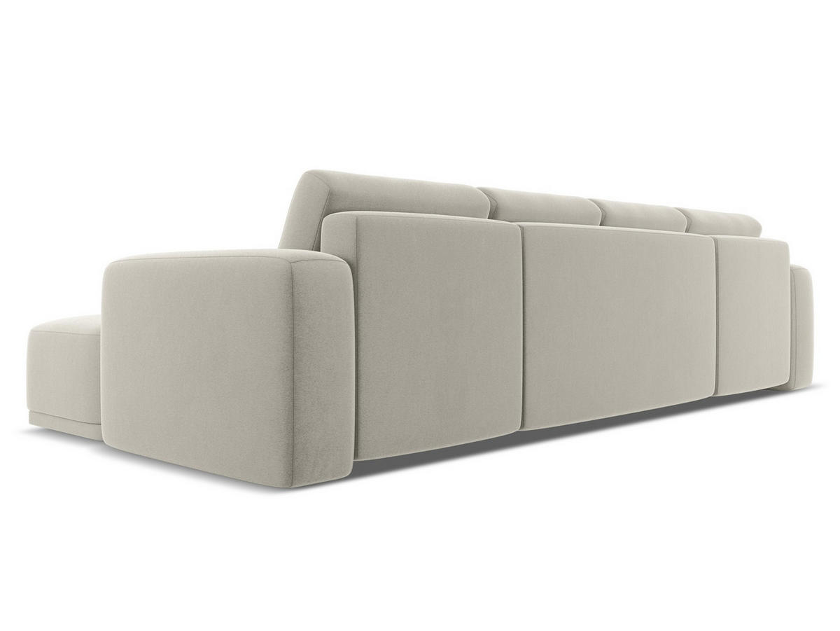 WOHNLANDSCHAFT Samt Stoff Creme - Perlmutt/Creme, Kunststoff/Textil (333/91/160cm) - Makamii