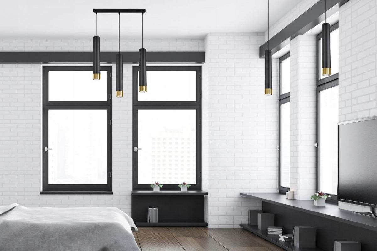 PENDELLEUCHTE Milano Tube - Goldfarben/Schwarz, Glas/Metall (6/50/100cm) - kiki design