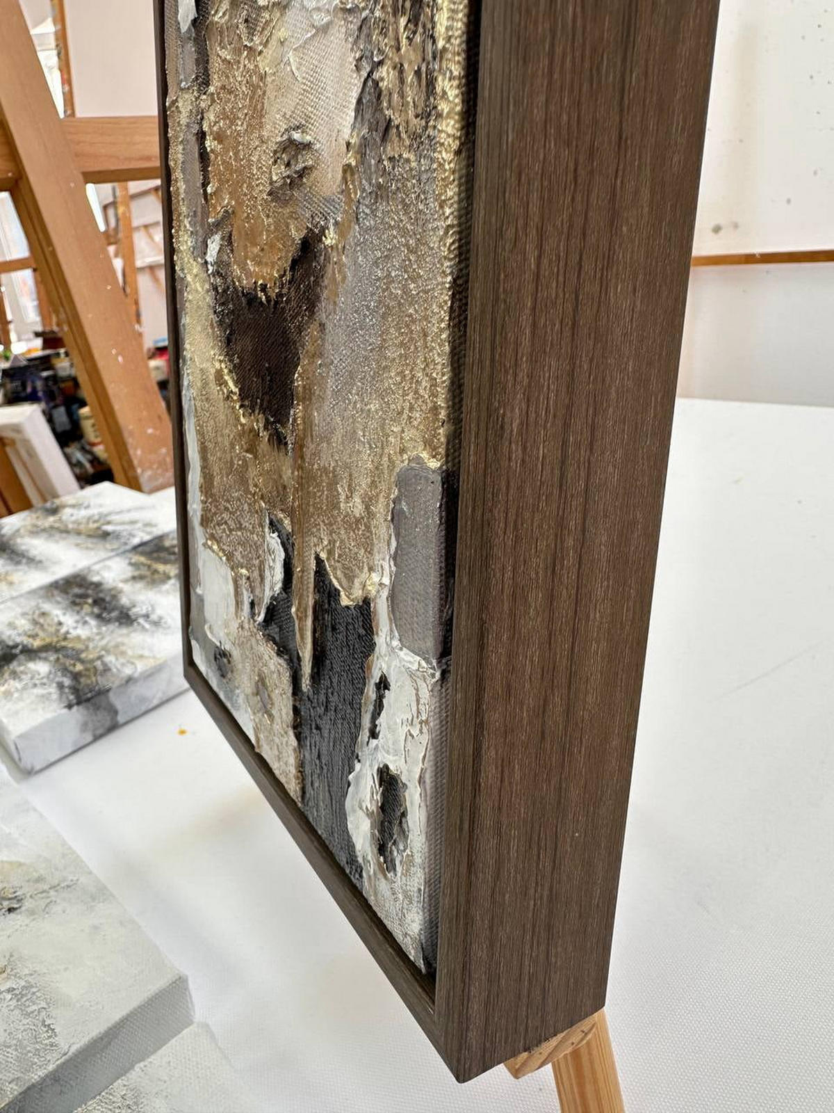 GEMÄLDE Goldene Fragmente Schattenfugenrahmen Grau 20x15 cm - Grau, Holz (20/15cm) - YS-art gallery