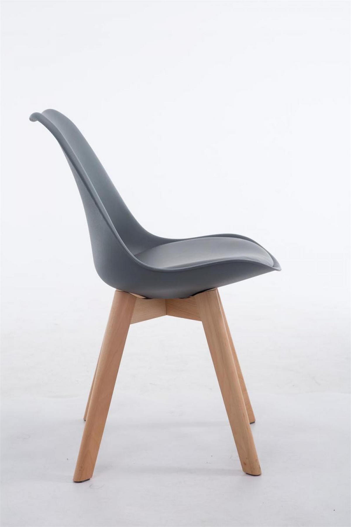 STUHL Lederlook grau - Eukalyptusholzfarben/Grau, Holz/Textil (48/84/41.5cm) - CLP