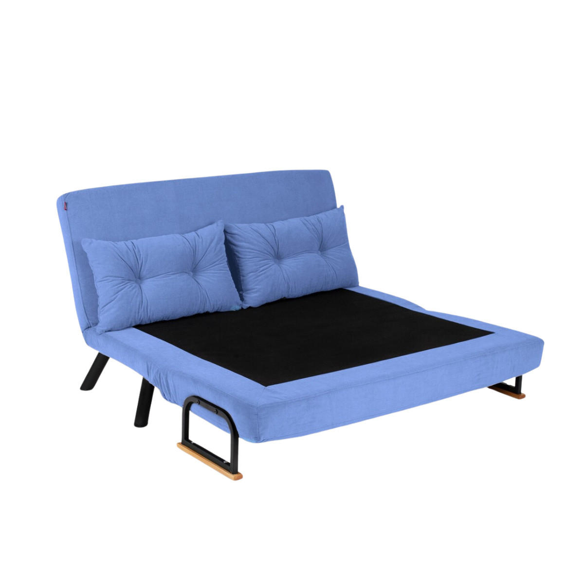 SCHLAFSOFA für 2 Personen mit Stoffbezug und Metallfüßen 133/50/41 cm - Blau, Metall (50/41/121cm) - Calicosy